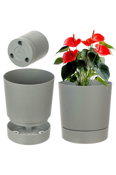 KADAX Ghiveci de flori Ghiveci de flori cu suport din plastic rotund 20 cm, g...