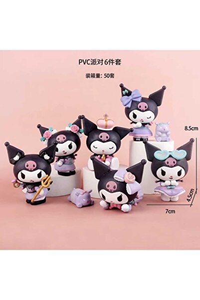 Bakmakistersen Kuromi Mini Figür Seti 6’lı PVC Anime Karakter Koleksiyon Oyuncak Masa Dekoru Hediyelik (4-8 cm)