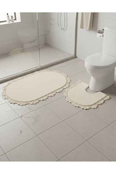 REDTAG Off-White Crochet Bathmat Set (2 Piece)