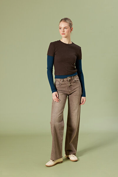 Nisan تي شيرت برقبة دائرية بلون متباين