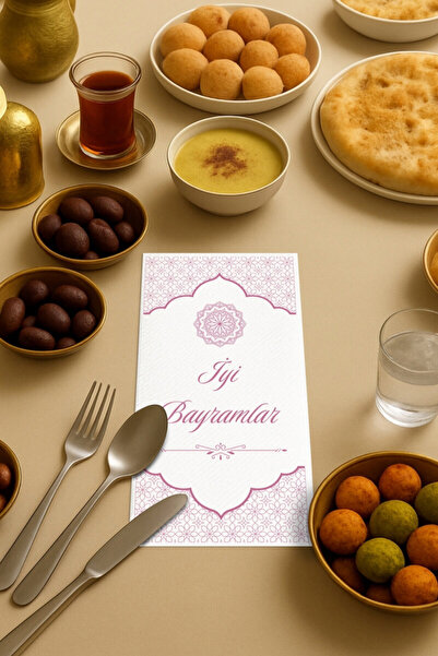 Bimotif 60Pcs Paper Napkins with the Word Happy Eid Written on Them Double-La...