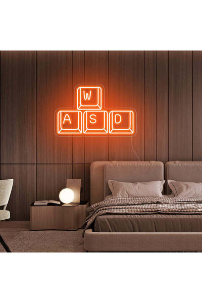Slasa Keyboard WASD Neon Sign 32 x 42 cm Orange with 6mm Acrylic Base for Str...