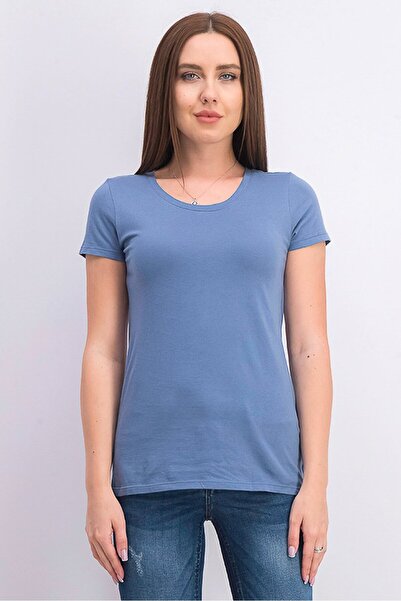 GAP Women Plain Short Sleeve Tee, Blue