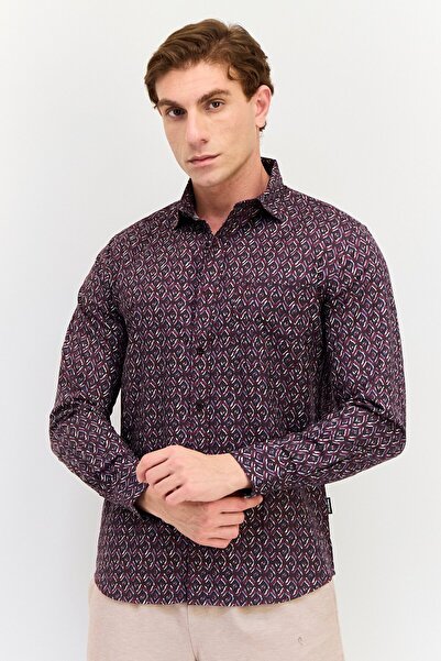 Kenneth Cole Men Regular Fit Allover Print Long Sleeve Shirt, Multicolor