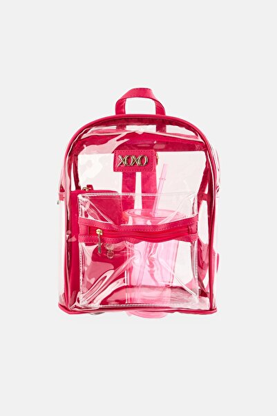 XOXO Women 3 Pieces Brand Logo Travel Backpack Set, Pink