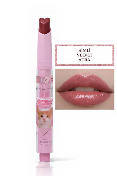 magic casa Simli Velvet Aura 03 – Kalp Uçlu, Cam Parlaklığında Nem Etkili Ruj
