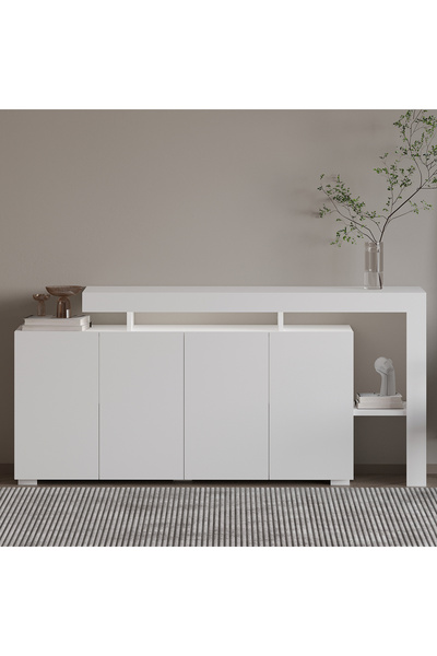 İNARCH DİZAYN Beliz LED Işıklı Modern Konsol – 170 cm, 4 Kapaklı ve İç Raflı ...