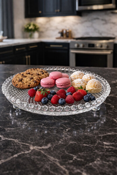 Ela&Elis Yorella Glass Presentation Bowl with Stand, Snack Bowl 23 cm