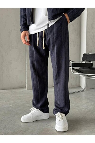 TÜZeMEN Textured Baggy Fabric Trousers with Rope Detail