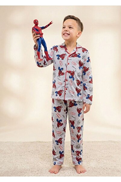 pebby Erkek Çocuk Karekter Desenli Düğmelli Pijama Takımı