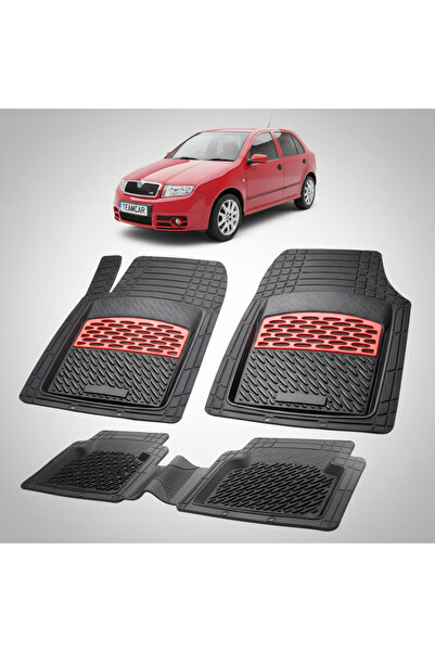 TEAMCAR Πατάκια δαπέδου Skoda Fabia I Συμβατά Hatchback 1999-2007 | Κόκκινα