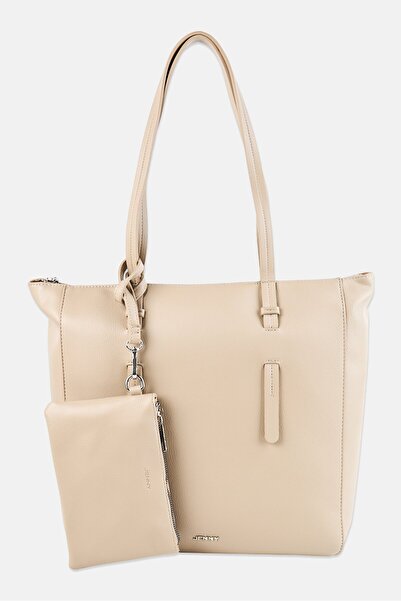 Jenny حقيبة حقيبة تعليقة وحقيبة صغيرة بشعار ماركة نسائية، قطعتان، بيج