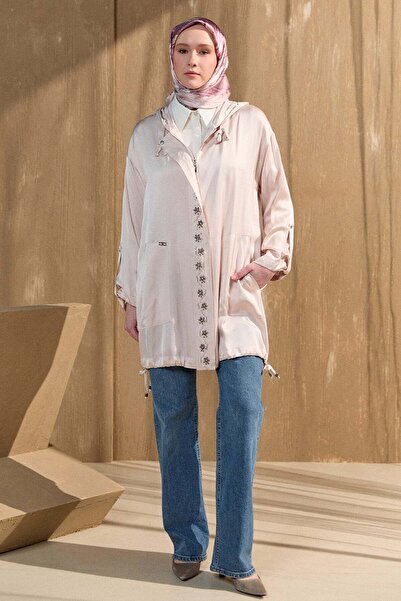 Setrms İşlemeli Floş Saten Tunik