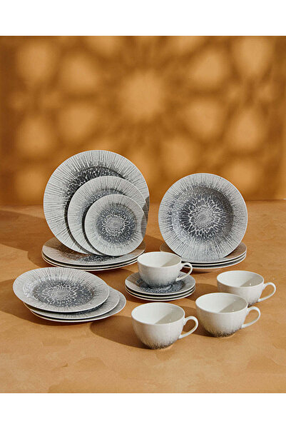 REDTAG Grey & White Printed Dinner Set in New Bone China (20 Piece)