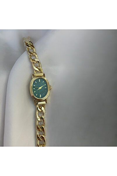 Shinex Accessory Gold Zincir Kordonlu Oval Kadın Kol Saati, Kutulu Gönderim Y...