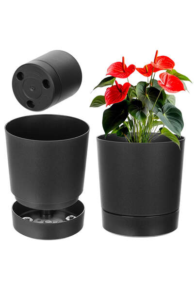 KADAX Ghiveci de flori Ghiveci de flori cu suport din plastic rotund 34,5 cm,...