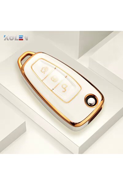 YıldızTuning غطاء مفتاح إكسسوارات فورد ترانزيت باللون الأبيض والذهبي