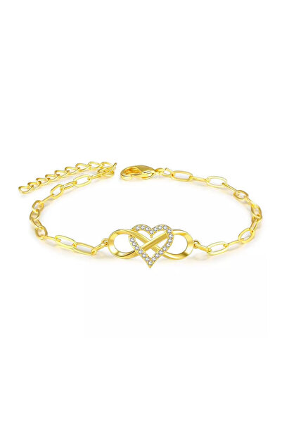EFAYN.RO Women's bracelet, adjustable, infinity sign pendant with heart, gold...