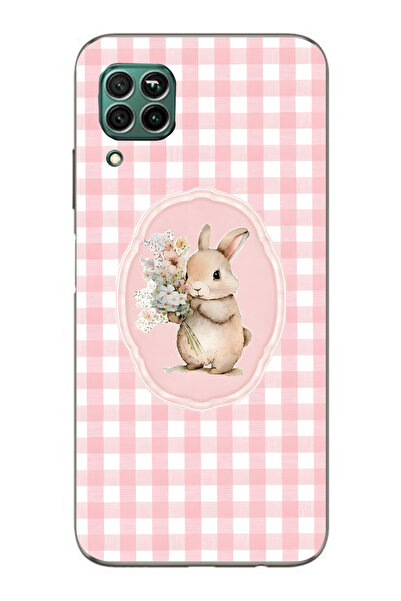 FLAMENKO حافظة هاتف شفافة متوافقة مع هاتف هواوي P40 Lite Flower Rabbit منقوش
