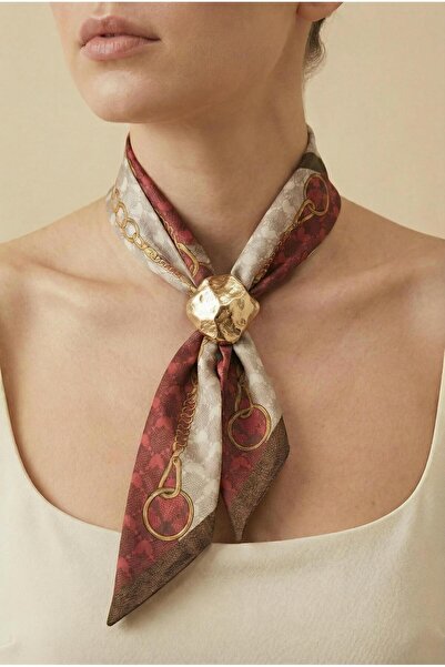 Spazio Altın Renkli Modern Eşarp Tokası ALTIN