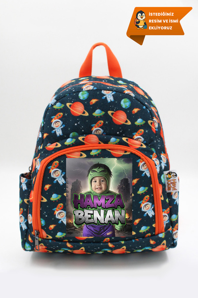 Hevi Kids HeviKids Kişiye Özel Resimli Anaokulu Çantası - Uzay | 3–15 Yaş Çoc...