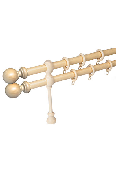 KLEIDECO galerie lemn 28 mm BERGAMO EXCLUSIV, dubla, natur, 160 cm