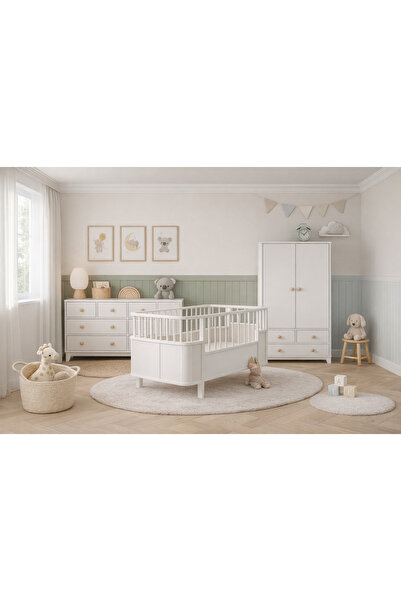 Koza %100 MDF Bonnie Mini (Large) Bebek Odası (2 Kapılı Dolap& 8 Çekmece Şifo...