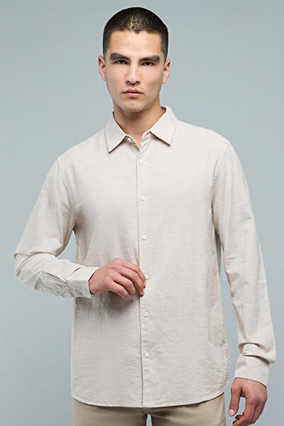 R&B Textured Shirt with Classic Collar and Long Sleeves