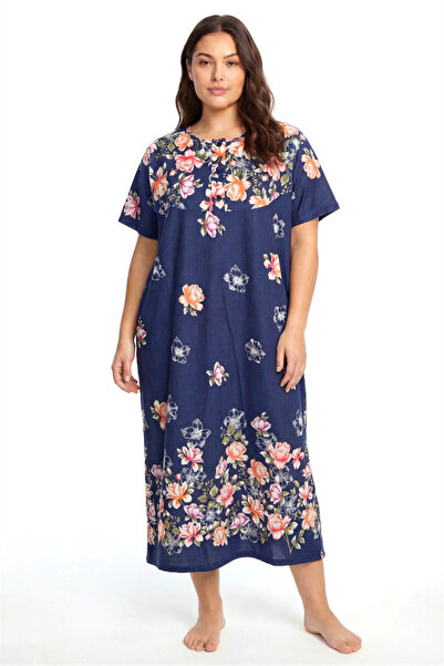 Celira Cămașă de noapte pentru mamă cu mânecă scurtă, mărime mare imprimeu fl...