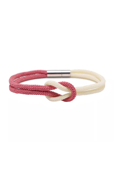 EFAYN.RO Women's bracelet, double, friendship knot model, coral with cream, E...