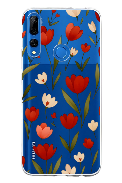 FLAMENKO حافظة هاتف شفافة متوافقة مع هاتف هواوي Y9 برايم 2019 باللون الأحمر ل...