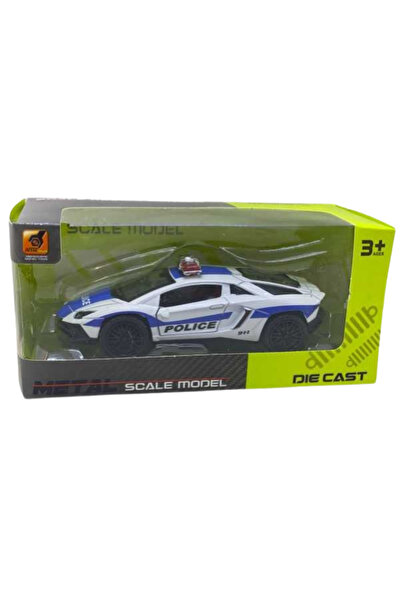 OEM Masinuta Politie Die-Cast Alba, 10 cm – Masina Politie Metalica cu Girofa...