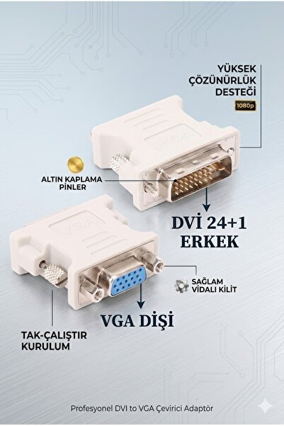 Zoomex DVI Erkek - VGA Dişi Dönüştürücü 24+1