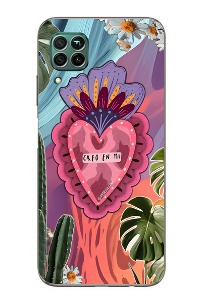 FLAMENKO حافظة هاتف هواوي P40 لايت متوافقة مع تصميم القلب الملون وغطاء الهاتف...