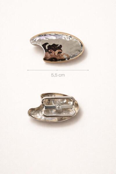 Spazio Altın Renkli Organik Form Eşarp Tokası ALTIN