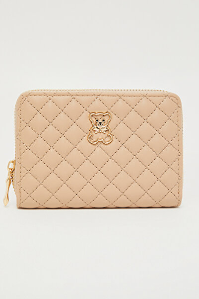 R&B Women's Beige Quilted Mini Wallet