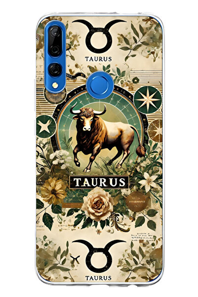 FLAMENKO حافظة هاتف شفافة متوافقة مع هاتف هواوي Y9 برايم 2019 برج الثور منقوش