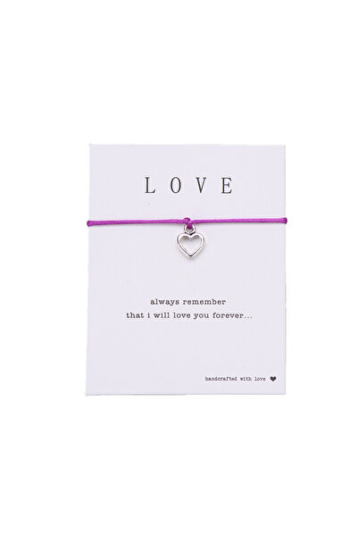 EFAYN.RO Bratara love pandantiv inima argintiu, realizate manual, sfoara mov,...