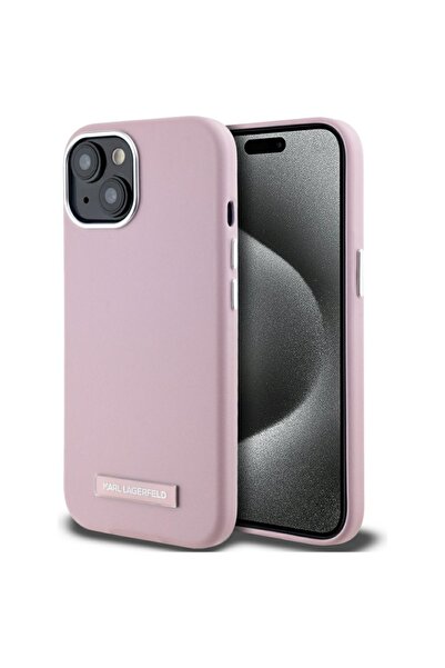 Karl Lagerfeld Husă din piele MagSafe pentru iPhone 15 - Roz