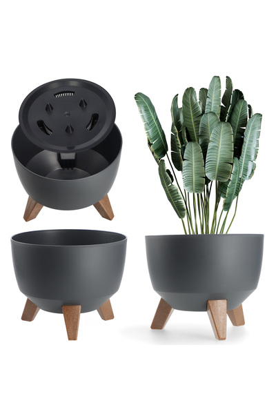 KADAX Ghiveci de flori 24 cm Capac + Picioare Antracit