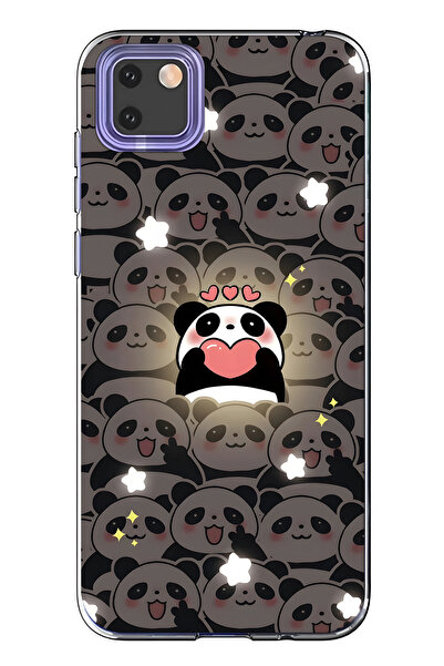 FLAMENKO حافظة هاتف شفافة لطيفة متوافقة مع هاتف هواوي Y5P من نوع Panda منقوش