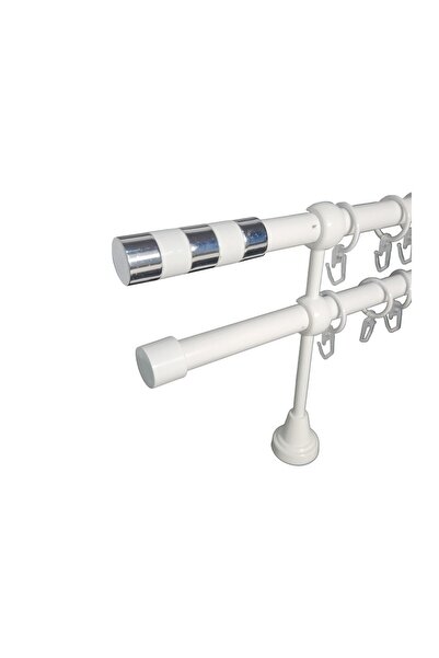 KLEIDECO galerie metal 19 mm FRANTA dubla, alb, 160 cm, capete LILLE alb