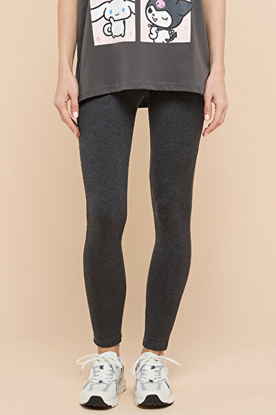 R&B Solid Leggings with Elastic Waist