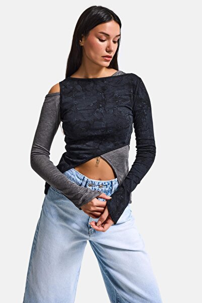 it's basic Women's Black W5 Double Piece Asymmetrical Cut Special Design Body...