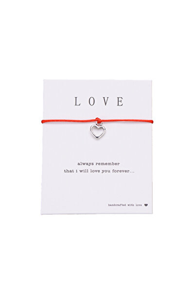 EFAYN.RO Love bracelet with silver heart pendant, handmade, red string, adjus...