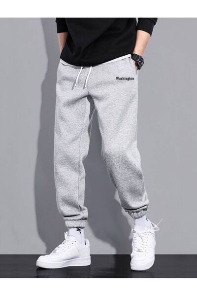 Le Vion Men's Gray Jogger Pants Sweatpants with Elastic Cuffs, Comfortable Cu...