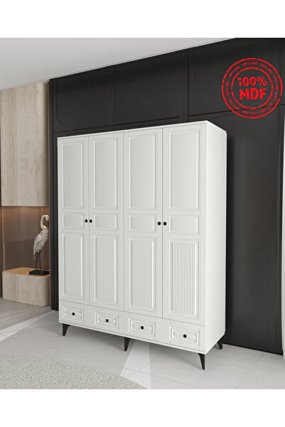 Teen & Bright NİL 4 KAPAKLI ÇEKMECELİ GARDIROP - TAMAMI MDF