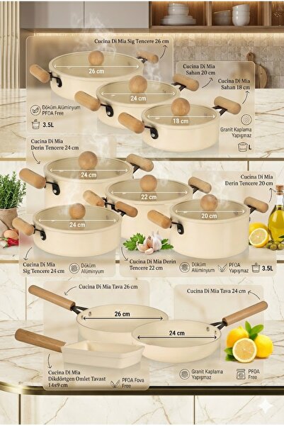 The Mia Cucina Di Mia Induction Base Ceramic Cookware Set 17 Pieces