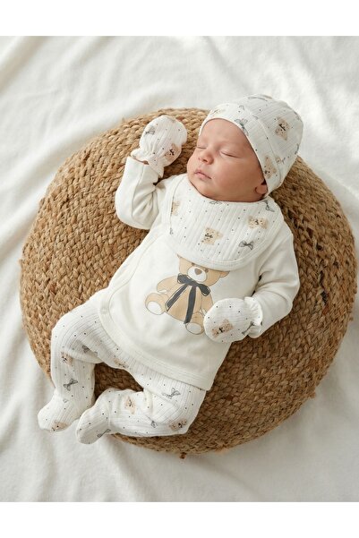 MiniKids Costumas 5 piese, Big Toy Bear, alb-bej