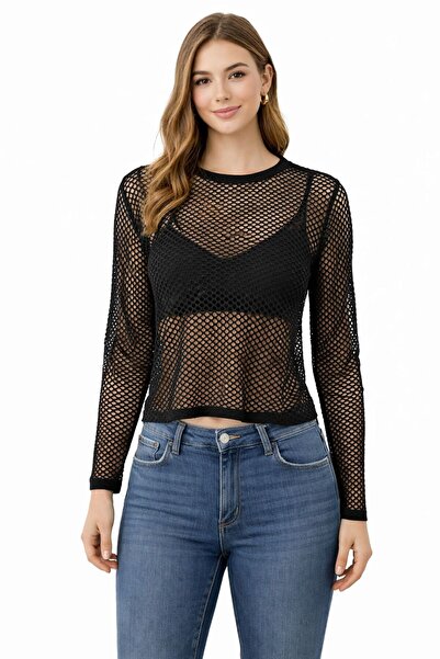 WOMEN Women's black mesh top